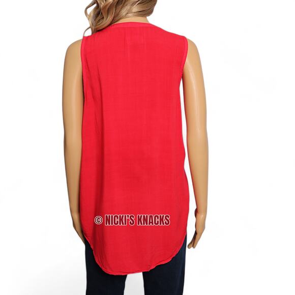 Universal Thread Red Sleeveless Split Neck Soft Rayon Blouse Top Size L - Picture 5 of 9
